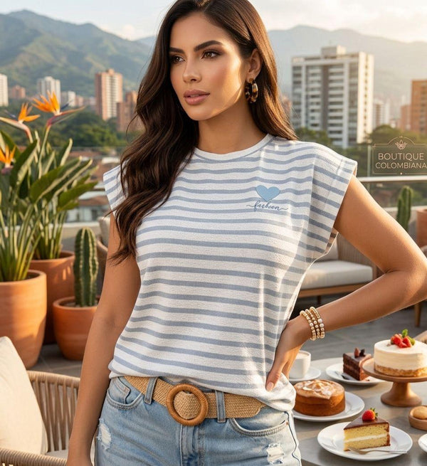 Blusa Rayas Estilo Fresco